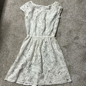 Hollister cream lace swim cover up lace dress sheer small sheer dress